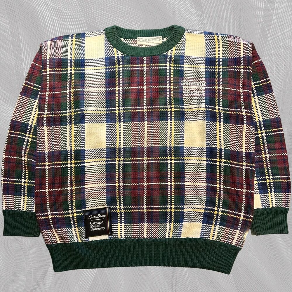 Oak Brook x Carnegie Mellon University Upcycled Tartan Plaid Sweater Size Large